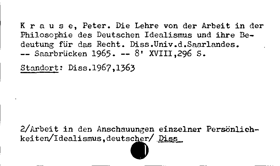 [Katalogkarte Dissertationenkatalog bis 1980]