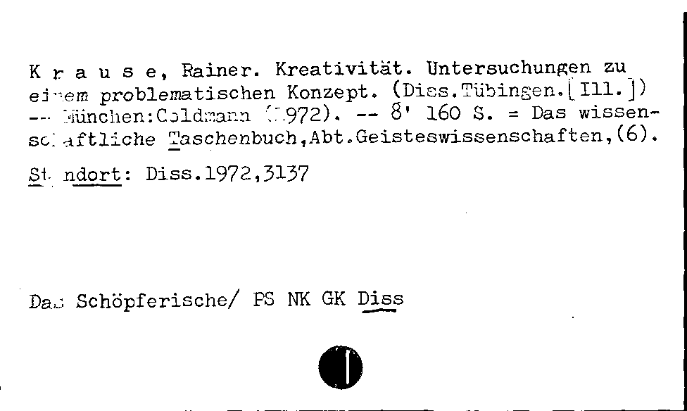 [Katalogkarte Dissertationenkatalog bis 1980]