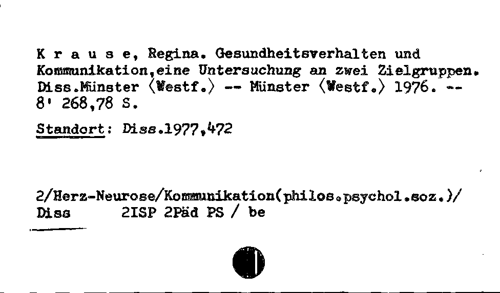 [Katalogkarte Dissertationenkatalog bis 1980]