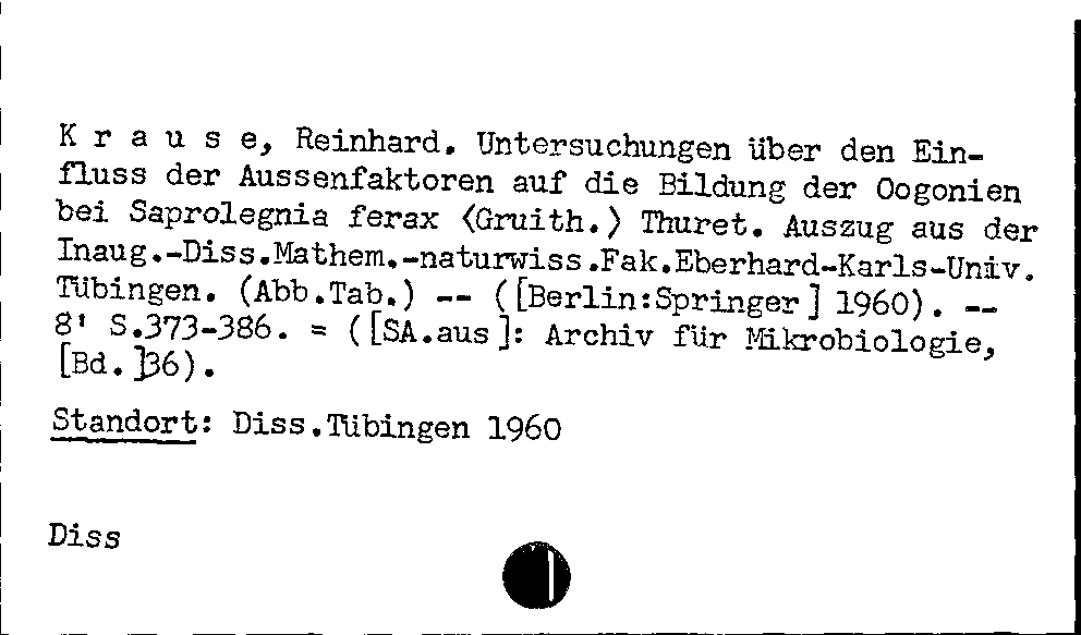 [Katalogkarte Dissertationenkatalog bis 1980]