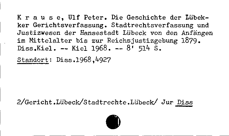 [Katalogkarte Dissertationenkatalog bis 1980]