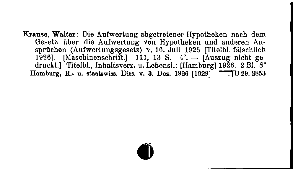 [Katalogkarte Dissertationenkatalog bis 1980]