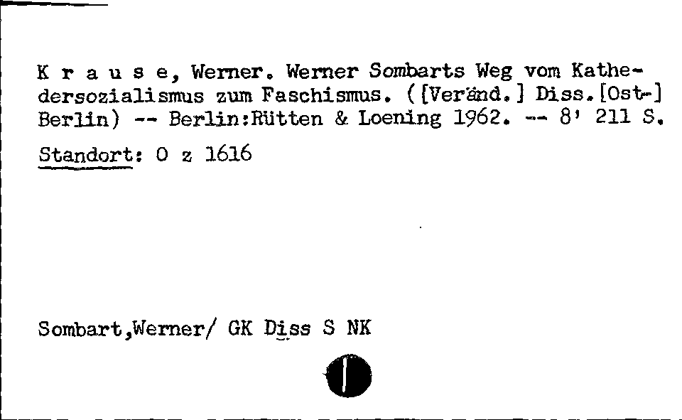 [Katalogkarte Dissertationenkatalog bis 1980]