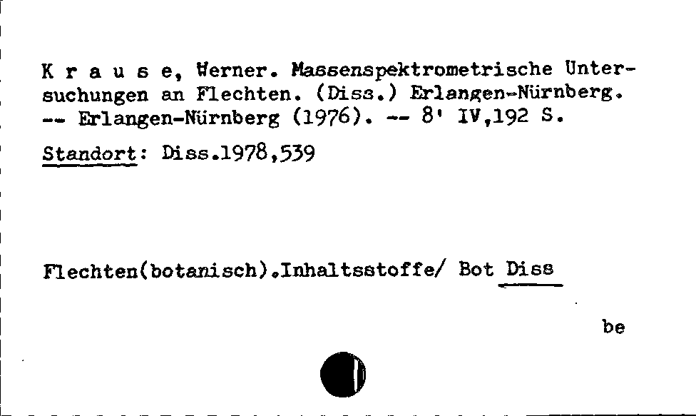 [Katalogkarte Dissertationenkatalog bis 1980]