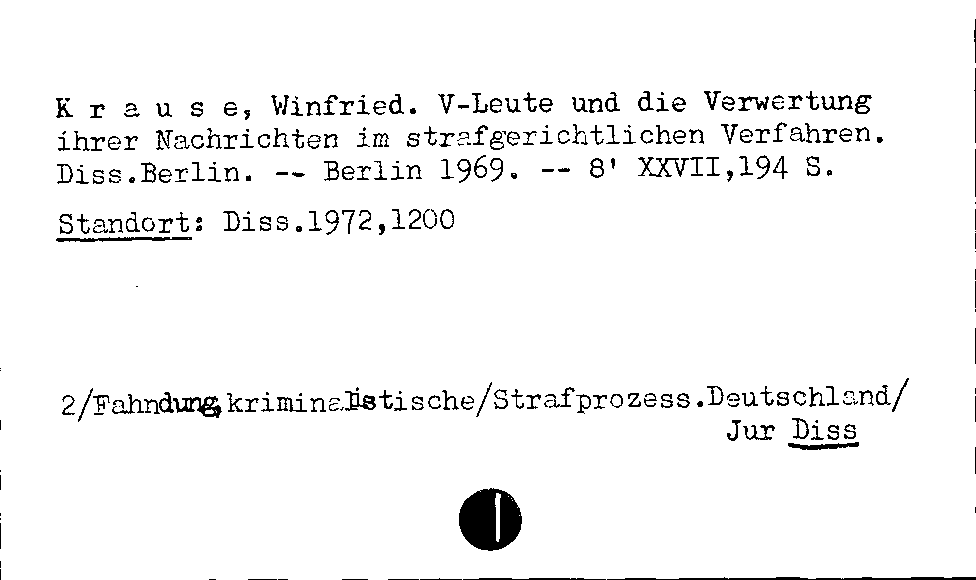 [Katalogkarte Dissertationenkatalog bis 1980]