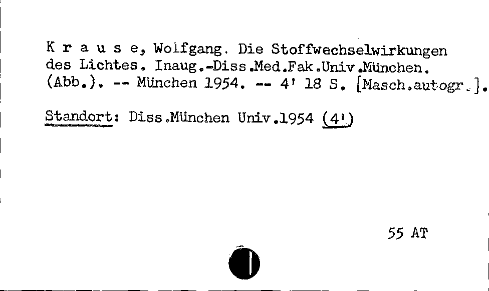 [Katalogkarte Dissertationenkatalog bis 1980]