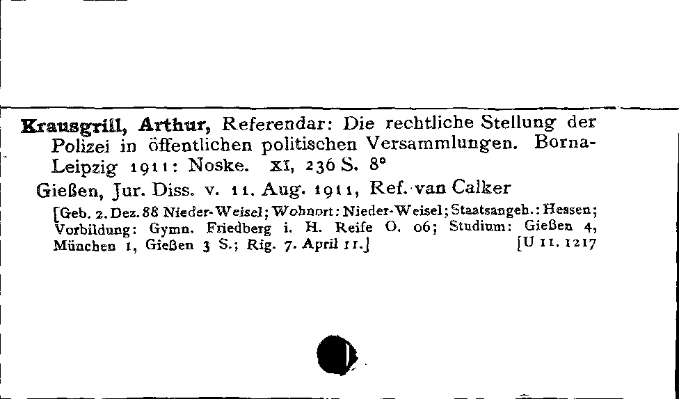 [Katalogkarte Dissertationenkatalog bis 1980]