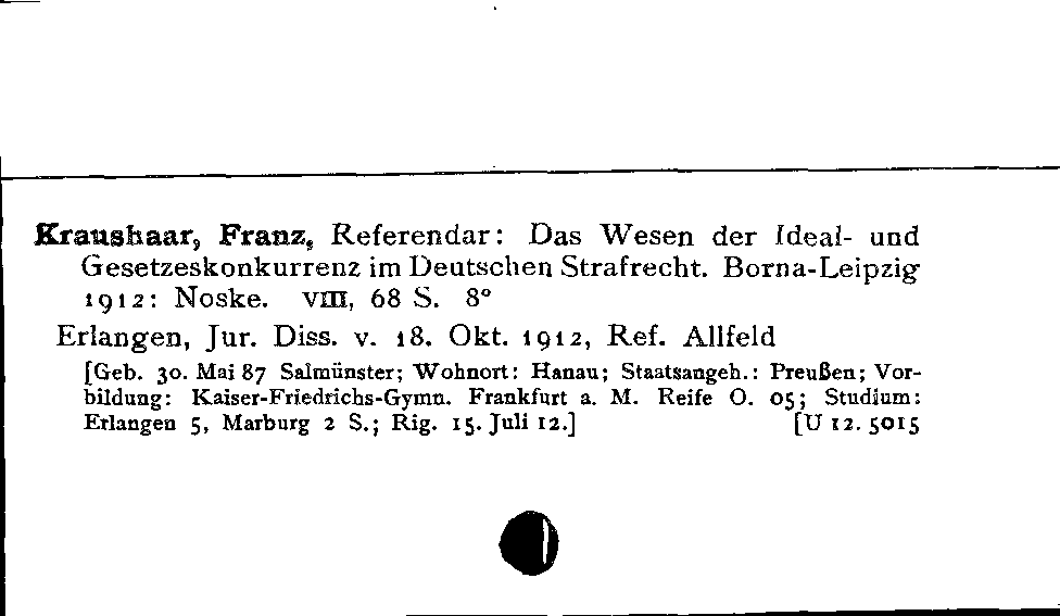 [Katalogkarte Dissertationenkatalog bis 1980]