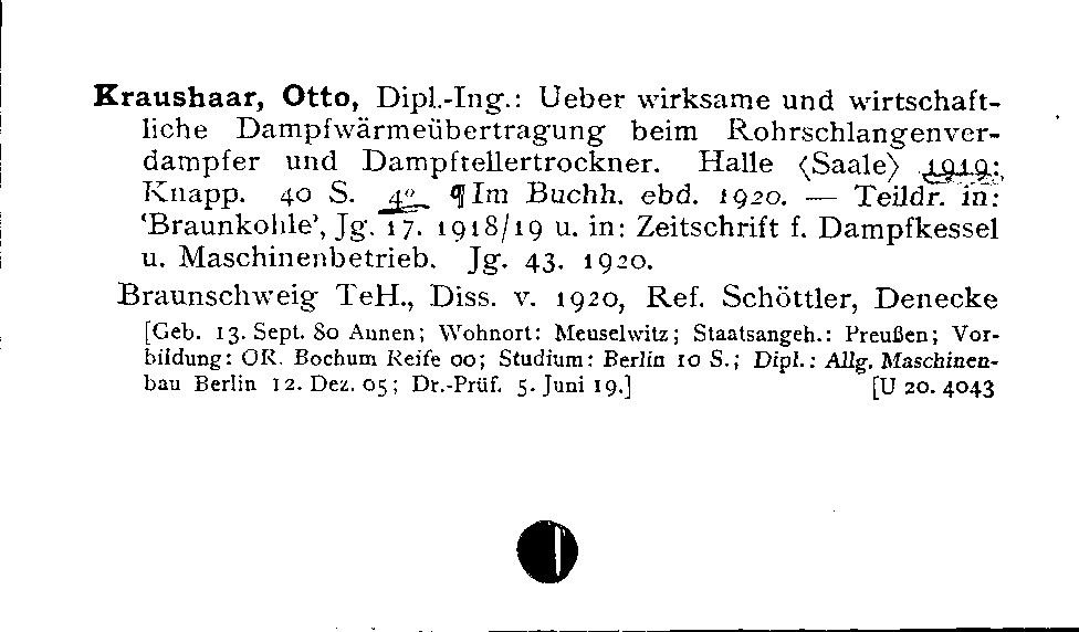 [Katalogkarte Dissertationenkatalog bis 1980]