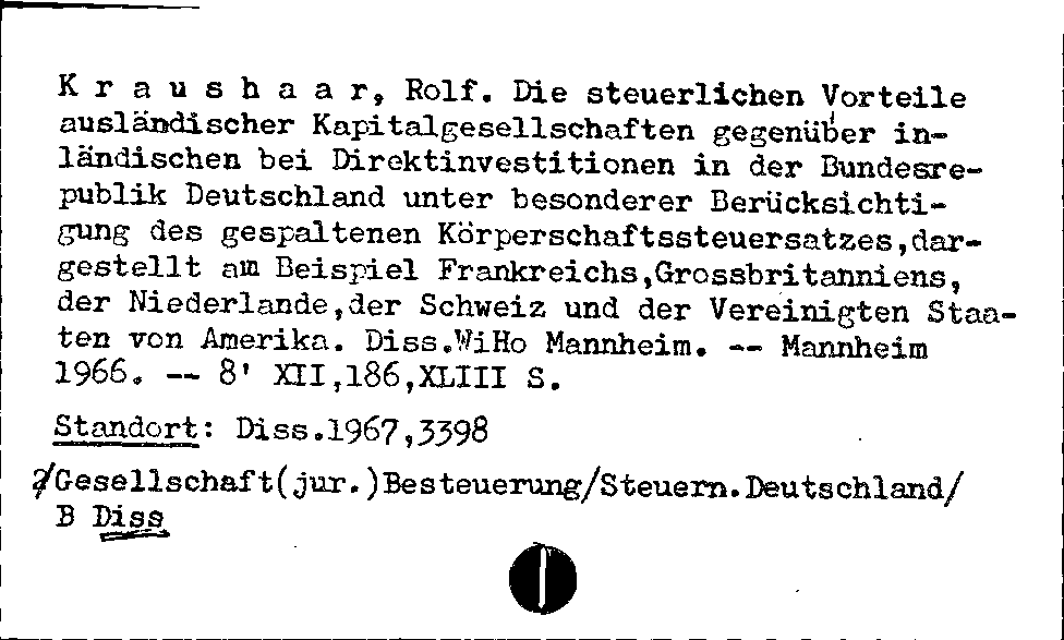 [Katalogkarte Dissertationenkatalog bis 1980]