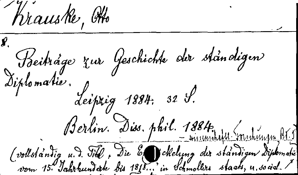 [Katalogkarte Dissertationenkatalog bis 1980]