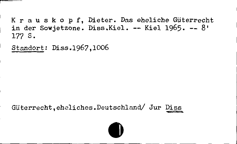[Katalogkarte Dissertationenkatalog bis 1980]