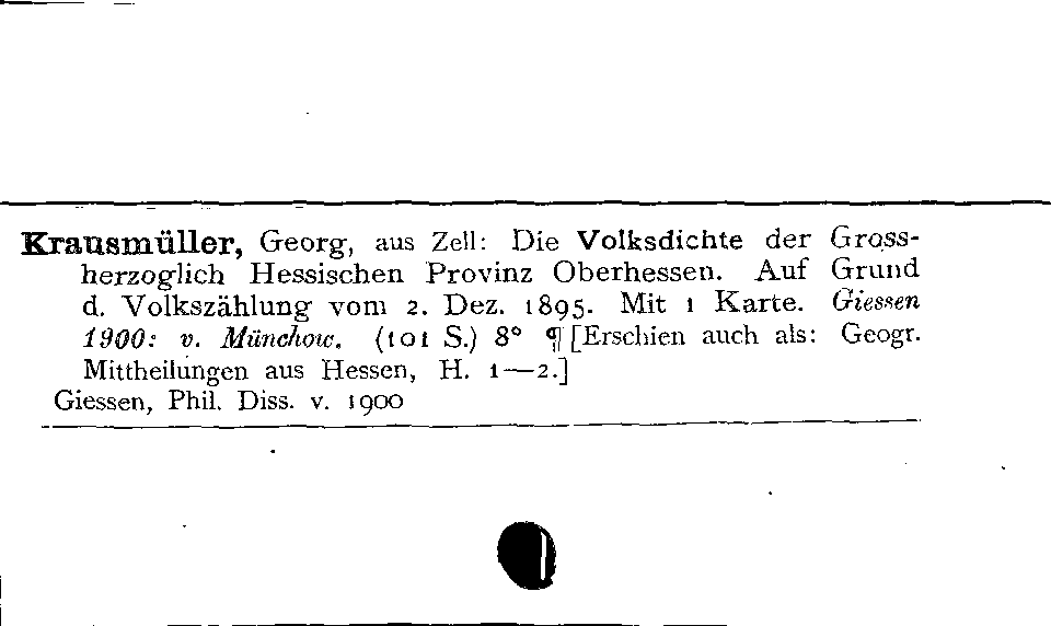 [Katalogkarte Dissertationenkatalog bis 1980]