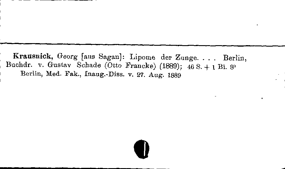 [Katalogkarte Dissertationenkatalog bis 1980]
