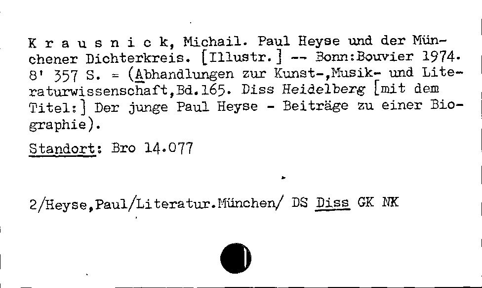 [Katalogkarte Dissertationenkatalog bis 1980]