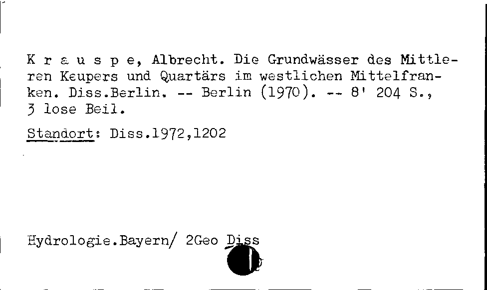 [Katalogkarte Dissertationenkatalog bis 1980]