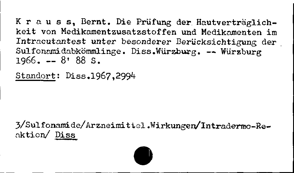 [Katalogkarte Dissertationenkatalog bis 1980]