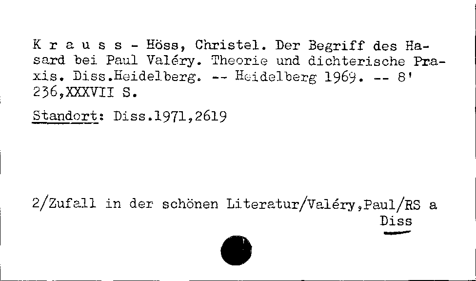 [Katalogkarte Dissertationenkatalog bis 1980]