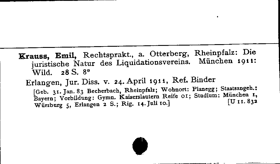 [Katalogkarte Dissertationenkatalog bis 1980]