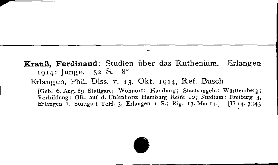 [Katalogkarte Dissertationenkatalog bis 1980]