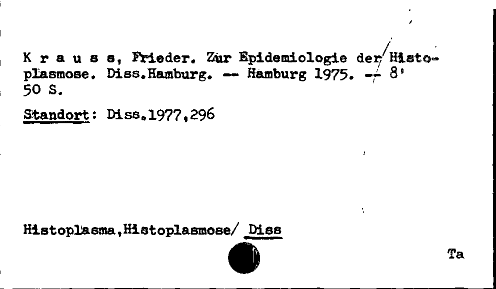 [Katalogkarte Dissertationenkatalog bis 1980]