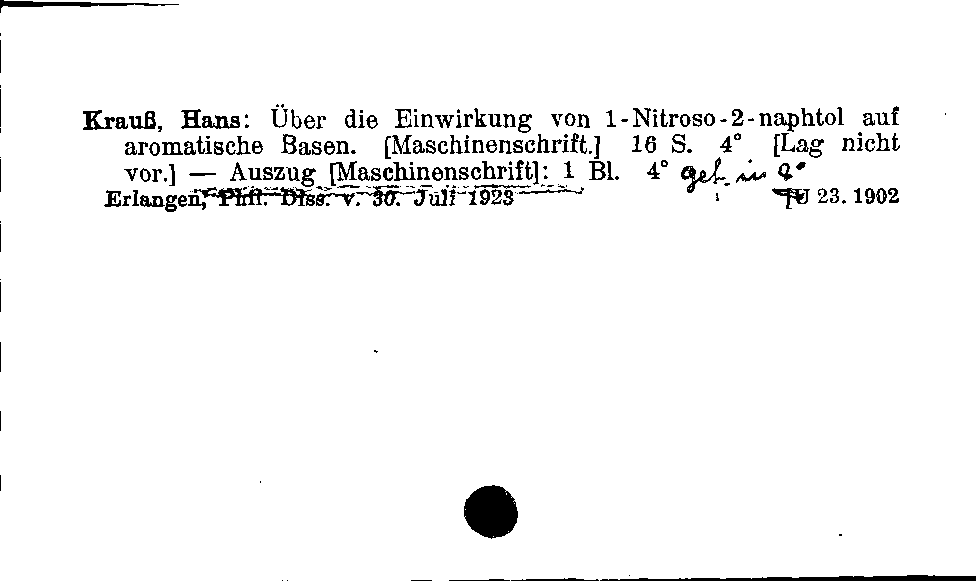 [Katalogkarte Dissertationenkatalog bis 1980]
