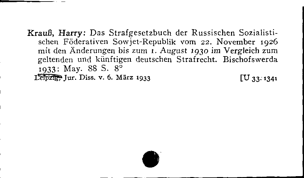 [Katalogkarte Dissertationenkatalog bis 1980]