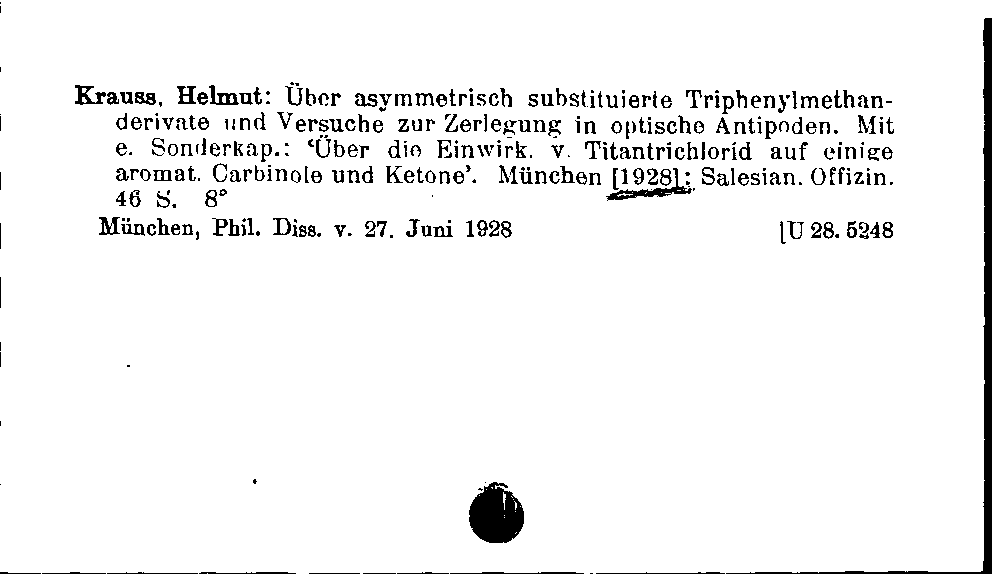 [Katalogkarte Dissertationenkatalog bis 1980]