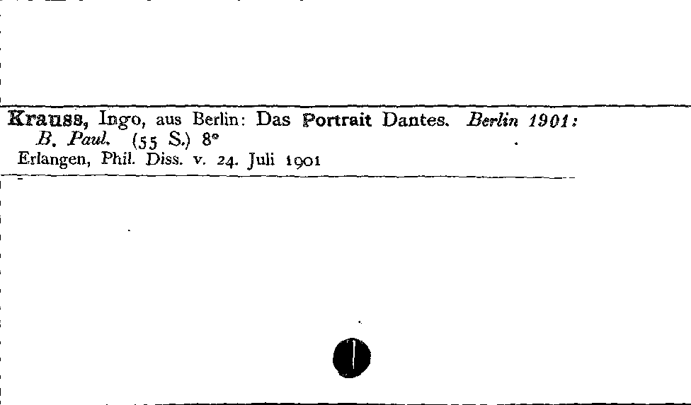 [Katalogkarte Dissertationenkatalog bis 1980]