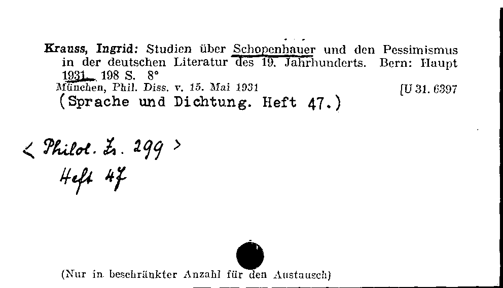 [Katalogkarte Dissertationenkatalog bis 1980]
