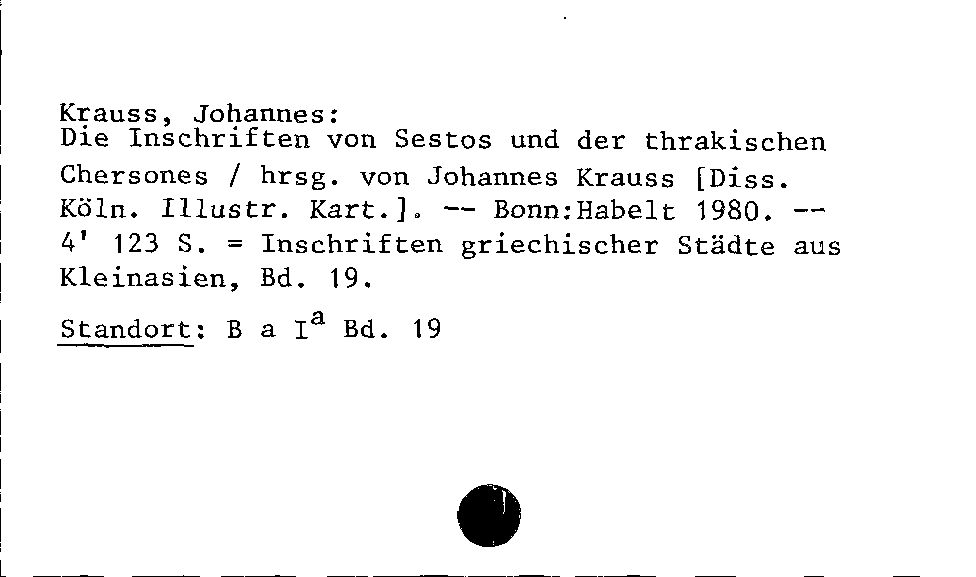 [Katalogkarte Dissertationenkatalog bis 1980]