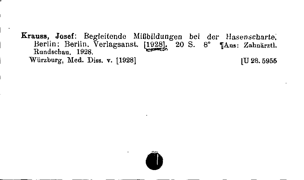 [Katalogkarte Dissertationenkatalog bis 1980]