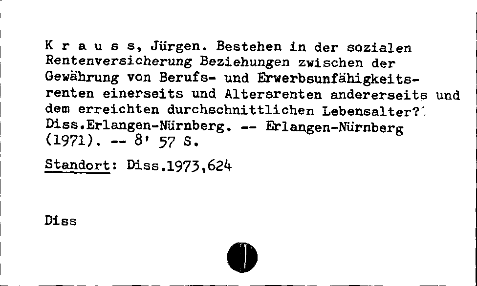 [Katalogkarte Dissertationenkatalog bis 1980]