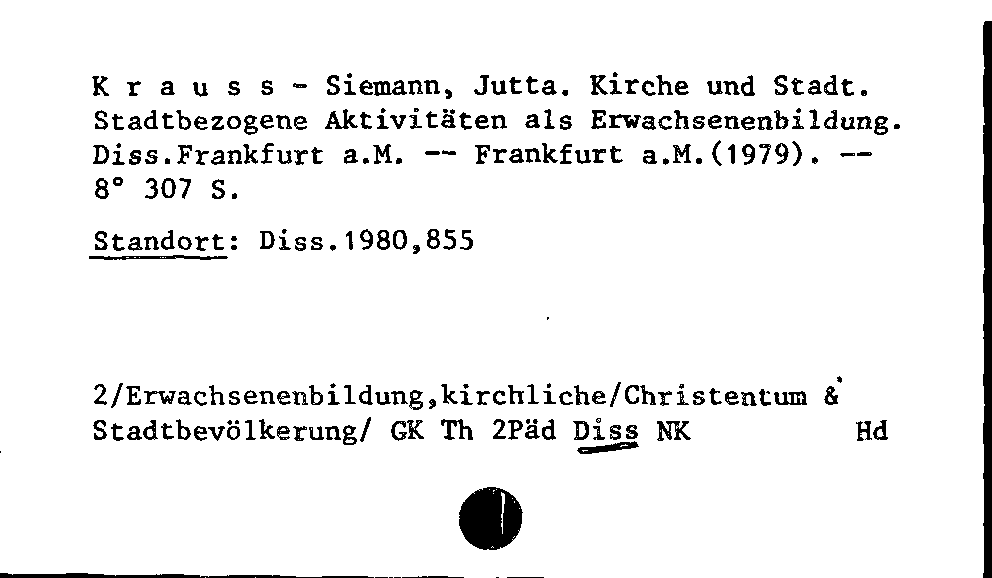 [Katalogkarte Dissertationenkatalog bis 1980]