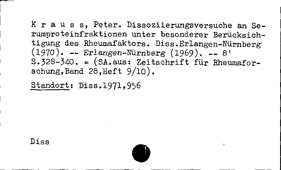 [Katalogkarte Dissertationenkatalog bis 1980]