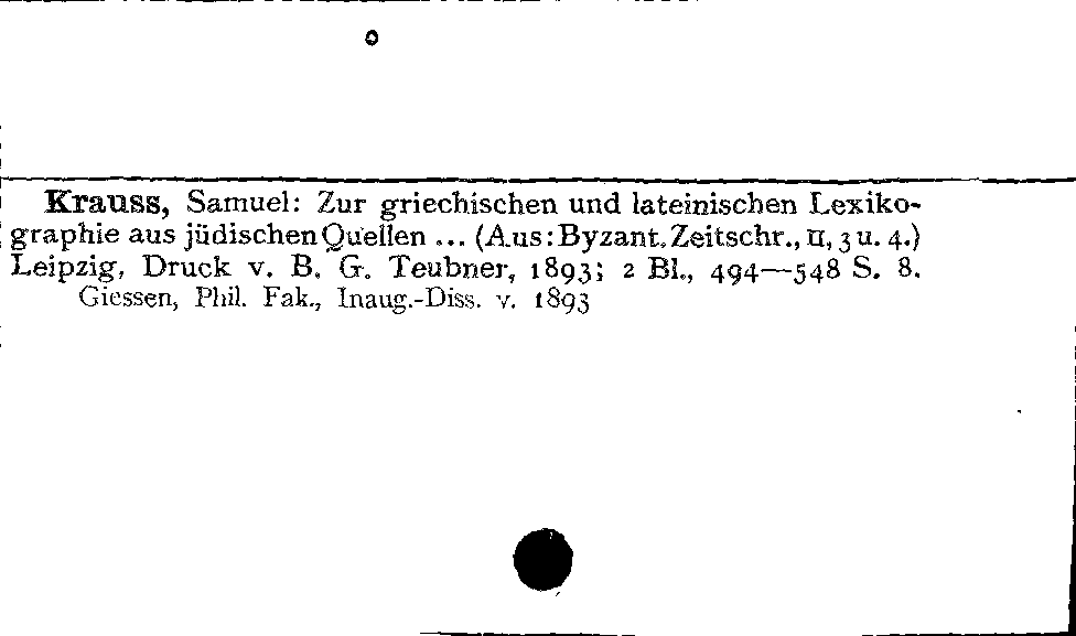 [Katalogkarte Dissertationenkatalog bis 1980]