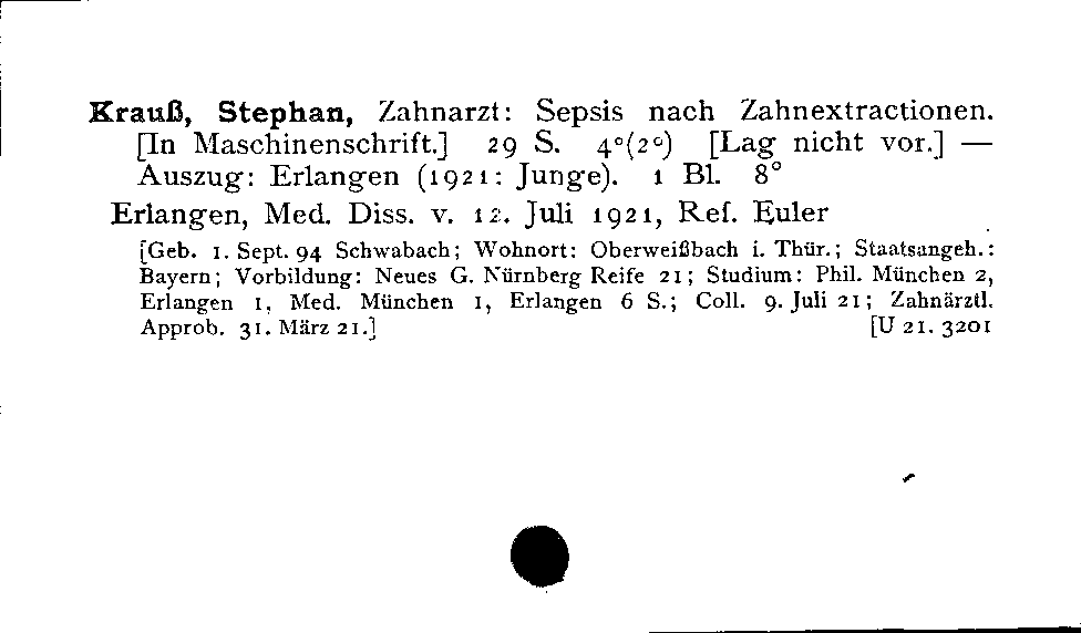 [Katalogkarte Dissertationenkatalog bis 1980]