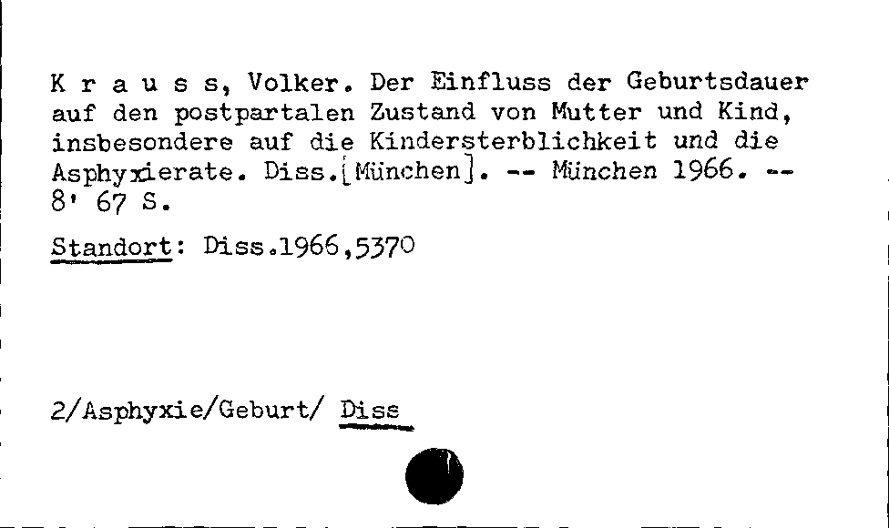 [Katalogkarte Dissertationenkatalog bis 1980]