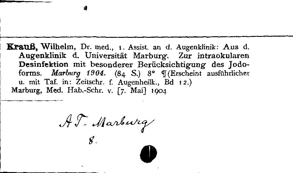 [Katalogkarte Dissertationenkatalog bis 1980]
