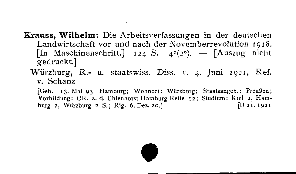 [Katalogkarte Dissertationenkatalog bis 1980]