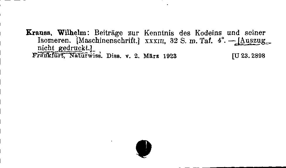 [Katalogkarte Dissertationenkatalog bis 1980]
