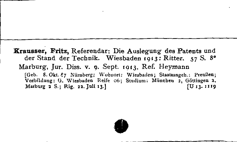 [Katalogkarte Dissertationenkatalog bis 1980]