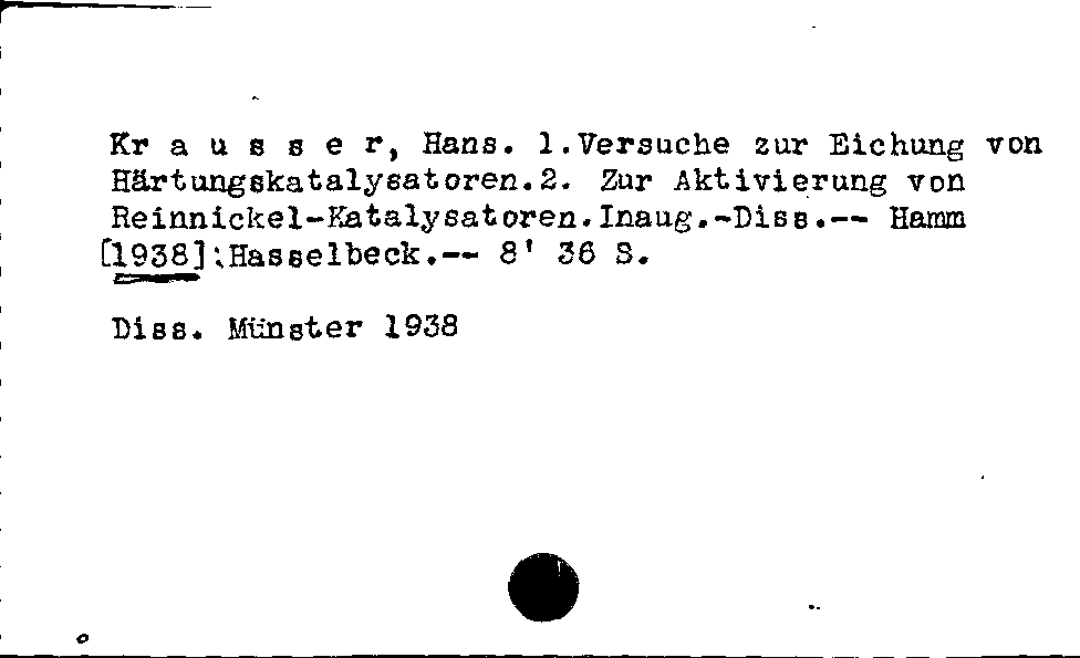 [Katalogkarte Dissertationenkatalog bis 1980]