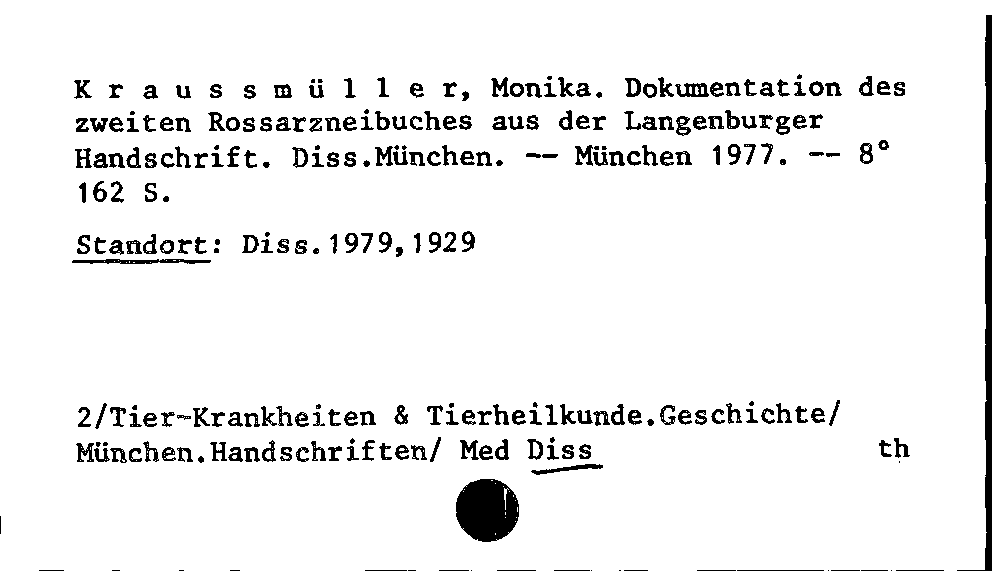 [Katalogkarte Dissertationenkatalog bis 1980]