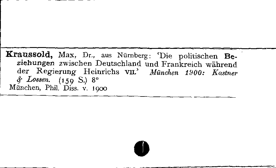 [Katalogkarte Dissertationenkatalog bis 1980]