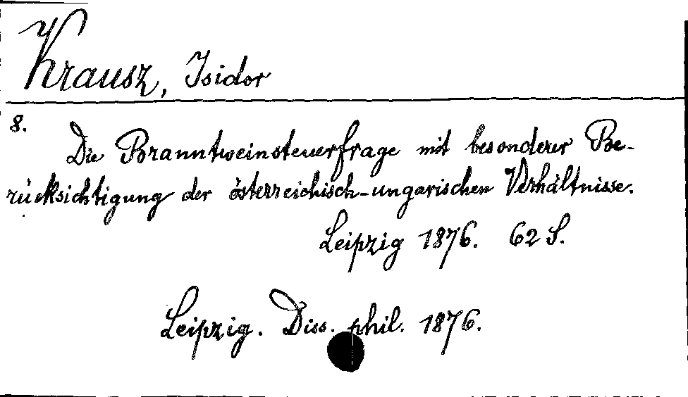 [Katalogkarte Dissertationenkatalog bis 1980]
