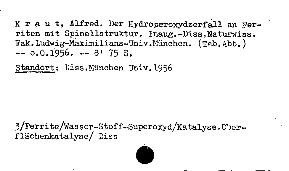 [Katalogkarte Dissertationenkatalog bis 1980]