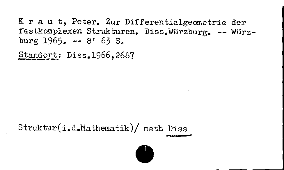 [Katalogkarte Dissertationenkatalog bis 1980]