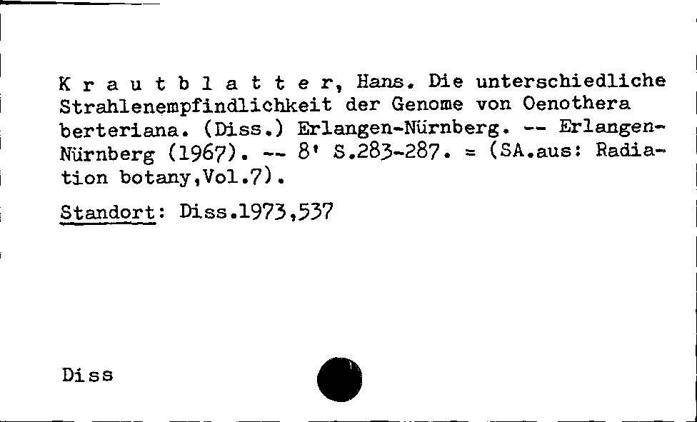 [Katalogkarte Dissertationenkatalog bis 1980]