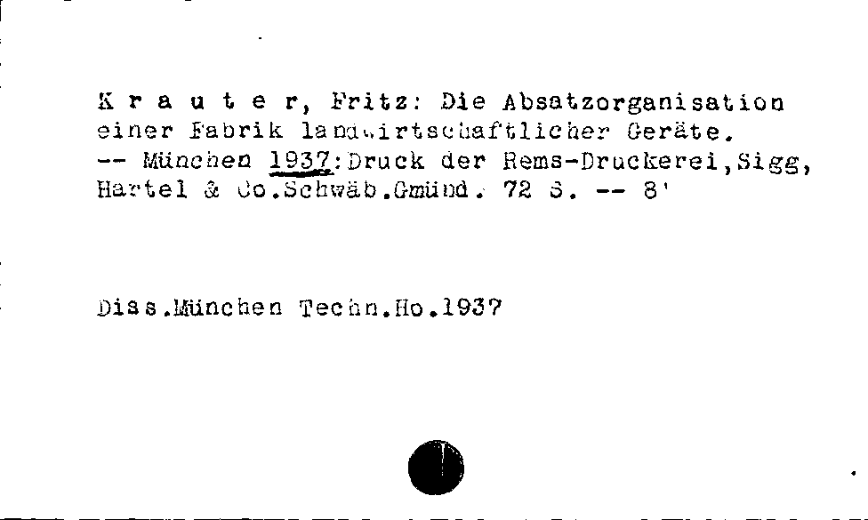 [Katalogkarte Dissertationenkatalog bis 1980]